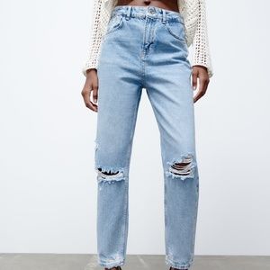 Zara Ripped Straight Leg Jean